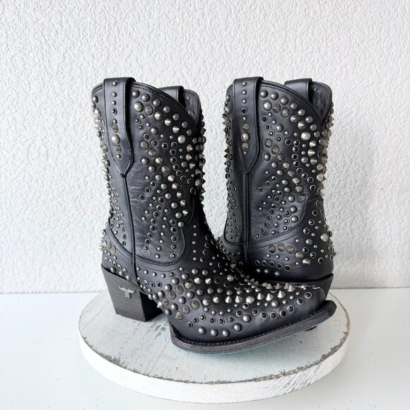 Lane DOLLY Womens Cowboy Bootie 8 Black Bling Western Cowgirl Short Ankle Boots - Picture 11 of 11